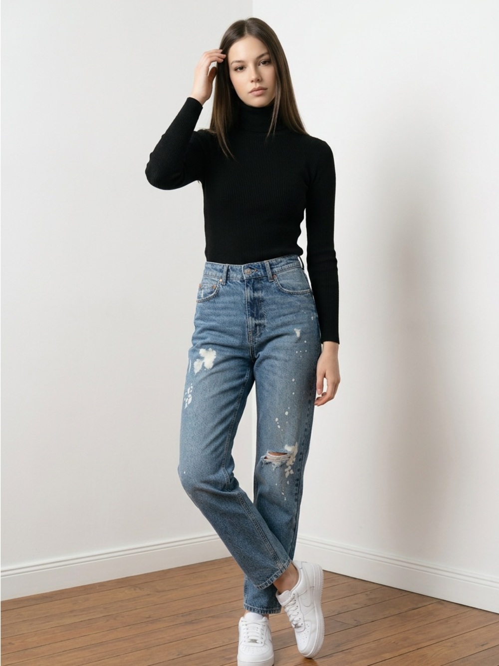 Bayksn SAMLE* PREMIUM High-Rise Distressed Women’s Jeans - Blue